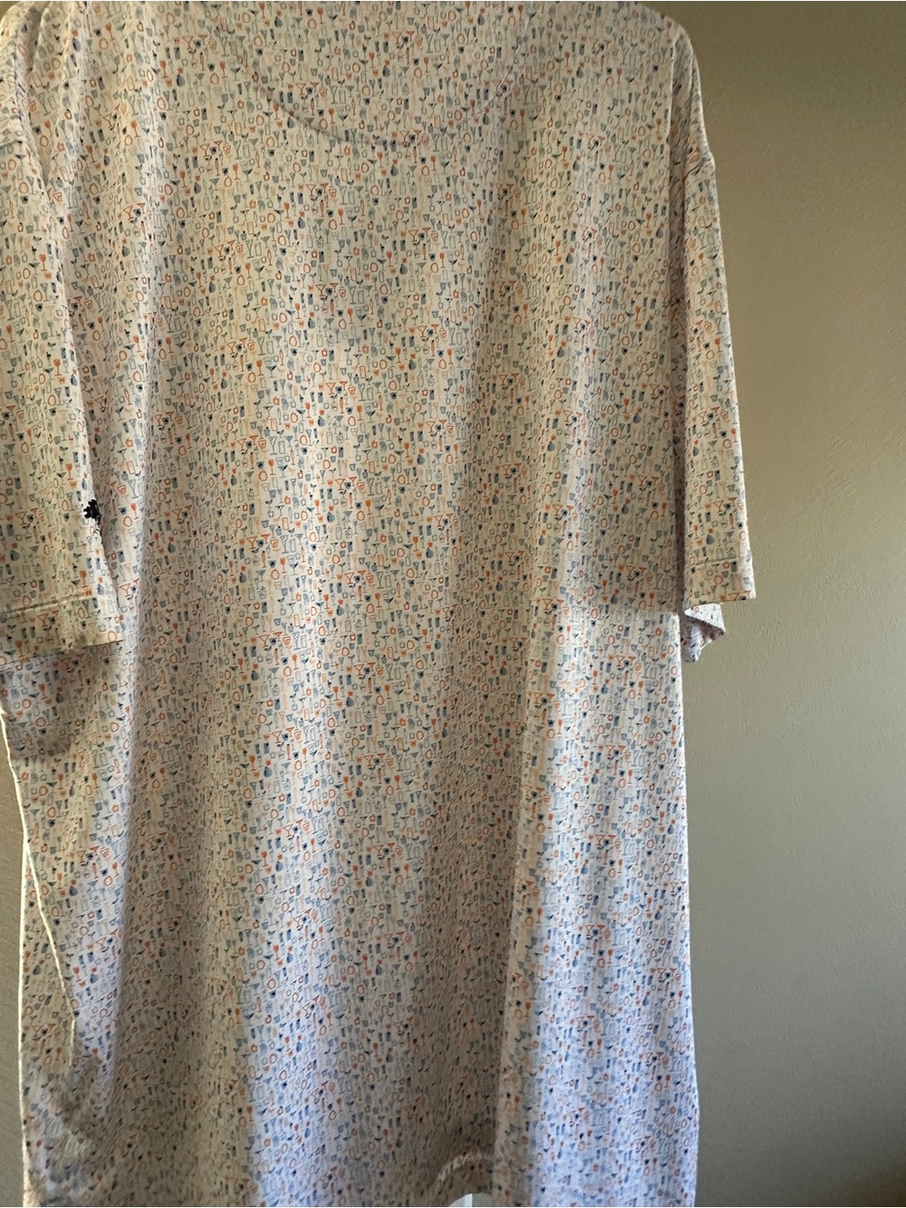 Peter Millar Cream Short-Sleeve Tee with Tiny Multi-Color Motif